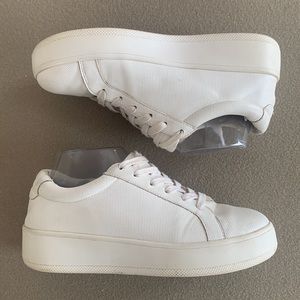 Steve Madden Harris Platform Sneaker Lace Shoe 8.5 Cream Ivory Off White Leather